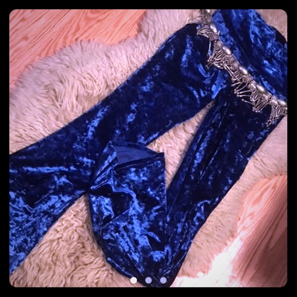 Warrior  Within Crushed Velvet Bells, Blue /Flares